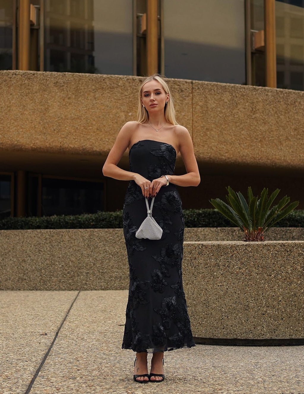 Floral Strapless Maxi Dress for Women 2026 Summer Mesh Tube Bodycon Formal Wedding Guest Cocktail